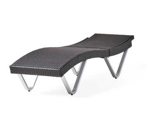 Black Adjustable Outdoor Patio Lounger With Table