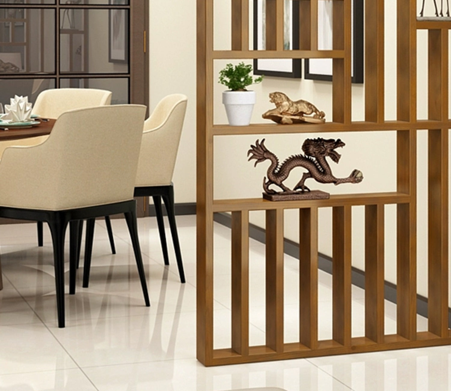 Wooden Brown Handcrafted Assembled Wooden Partition