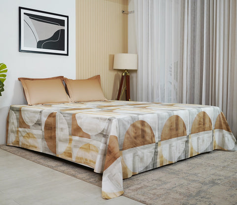 Circle 180 TC Flat Pure Cotton King Size Bedsheet With 2 Pillow Covers (Grey)