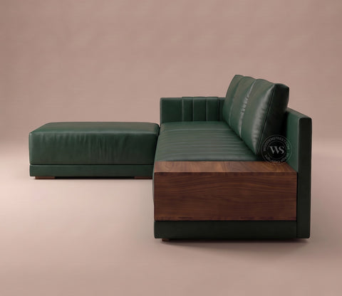 Oasis L-Shape Left Aligned Sectional Sofa (Leatherette, Leaf)