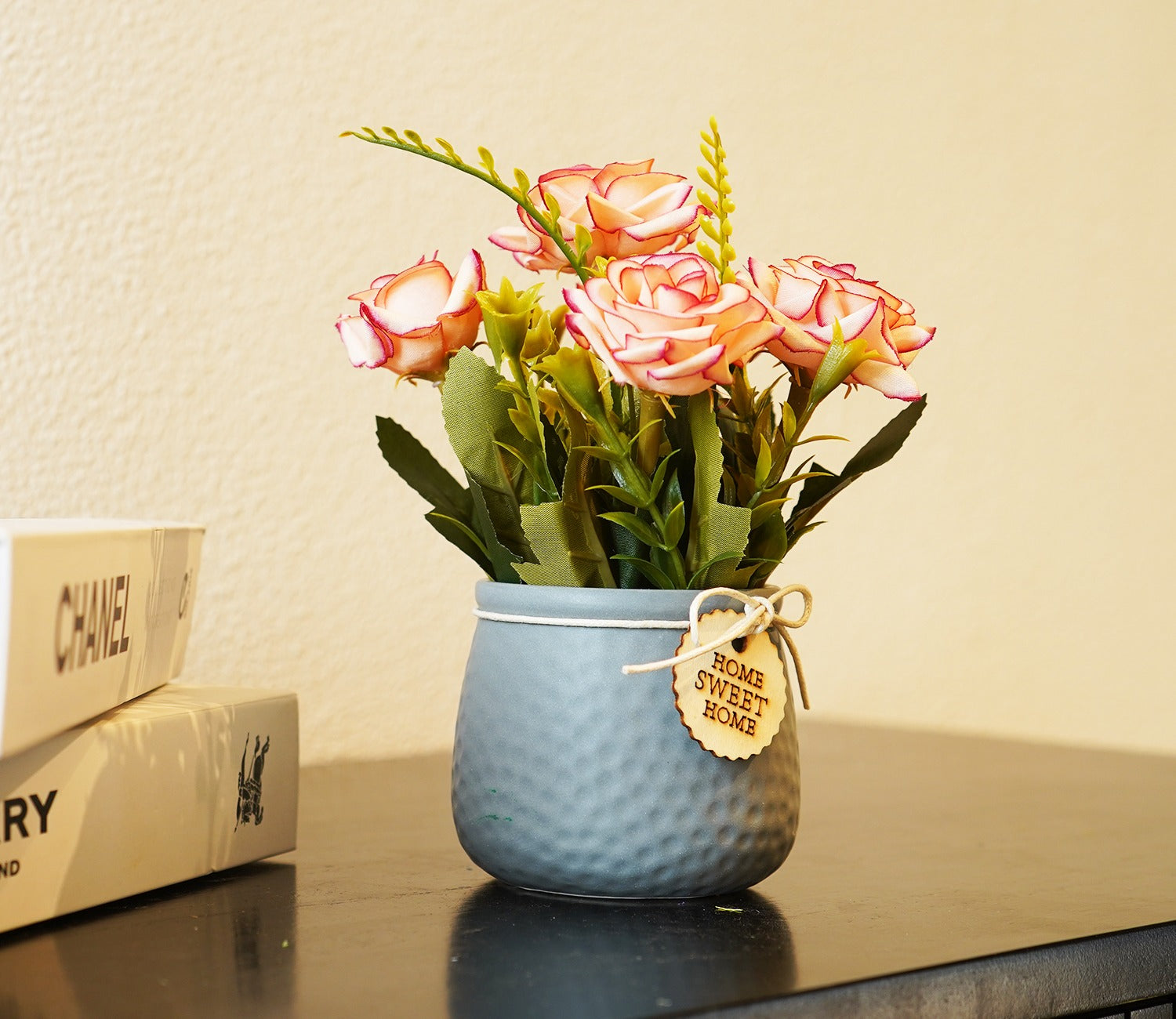 Artificial Flower With Ceramic Pot (Grey)