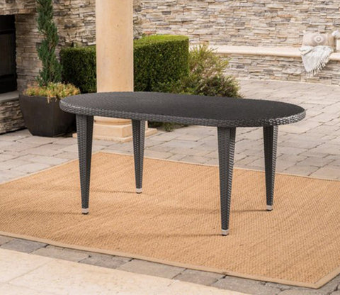 Dark Brown Rattan And Wicker Outdoor Dinning Patio Set
