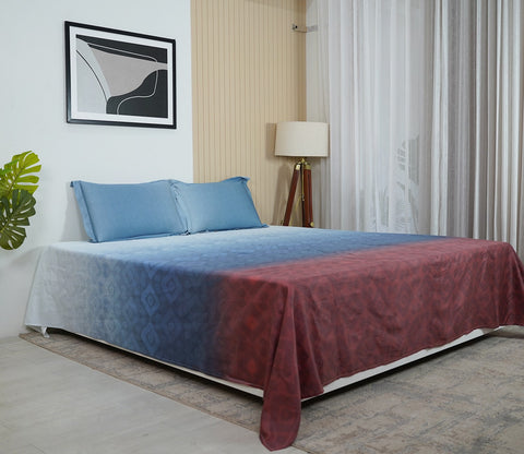 Rhombo 300 TC Flat Pure Cotton King Size Bedsheet With 2 Pillow Covers (Red)