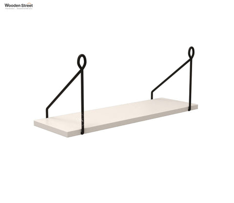 Luna Hanging Wall Shelf, Metallic Black & White Combination Wall Mounted Shelves for Living Room/Bedroom - Set of 2 (Frosty White)