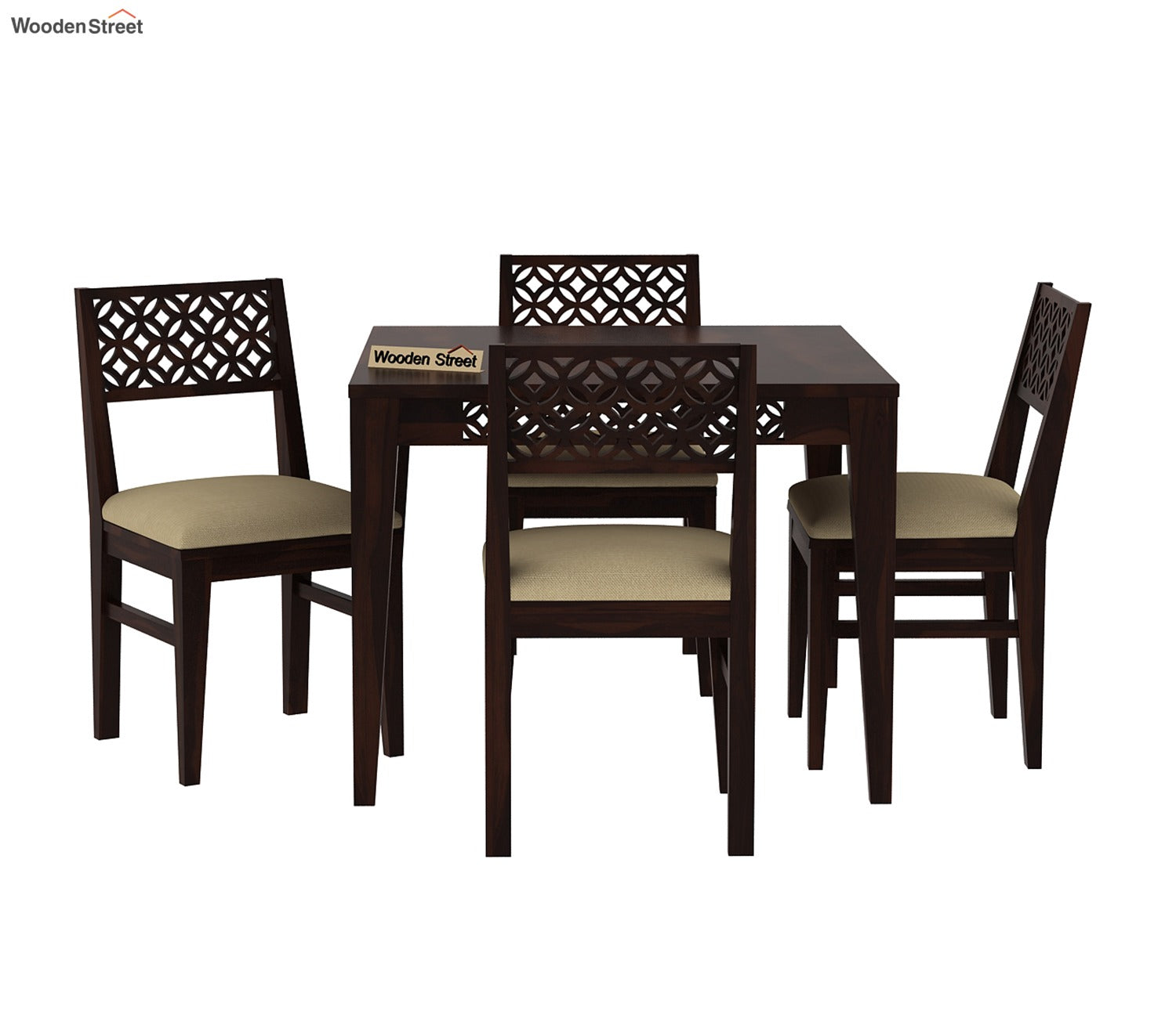 Cambrey 4 Seater Dining Set with Cushioned Chair (Walnut Finish)