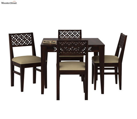 Cambrey 4 Seater Dining Set with Cushioned Chair (Walnut Finish)
