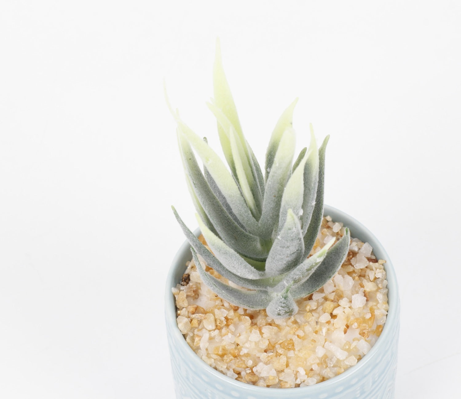 Beamify Ceramic Pot With Artificial Flowers (Aqua Blue)