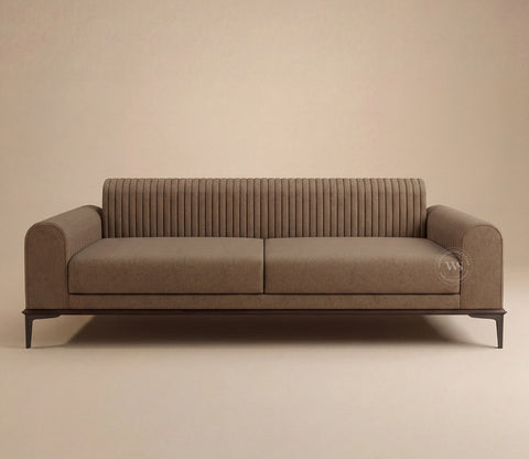 Lorenz 3 Seater Sofa (Cotton, Sand Brown)