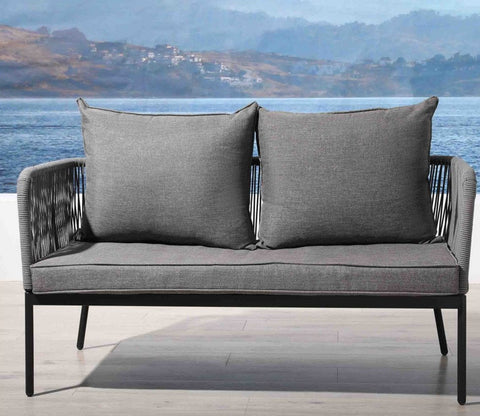 Grey Color Rope 4 Seater Sofa Set With Table And Grey Color Cushions