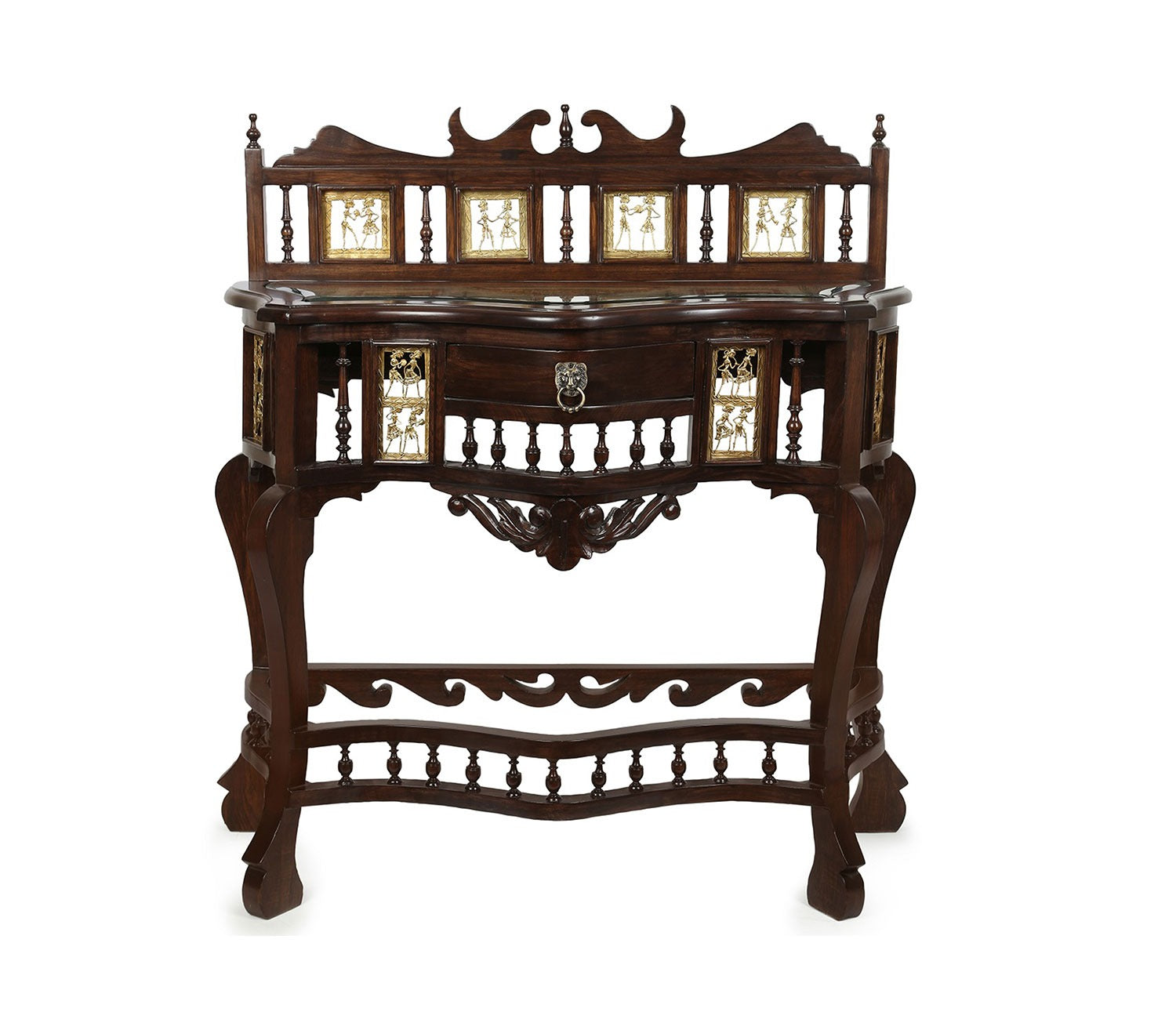 Royal Console Table in Teakwood with Walnut Finish