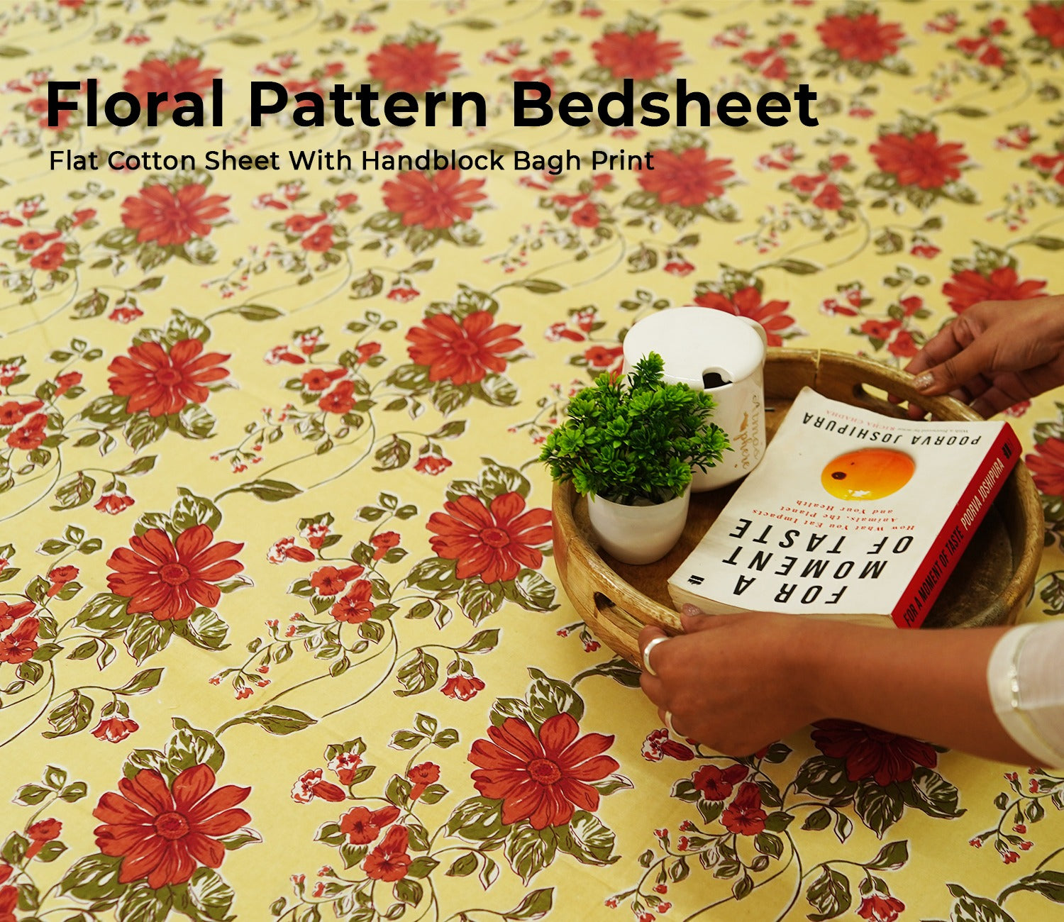 120 TC Floral Jaipuri Printed Cotton Double Bedsheet With 2 Pillow Cover