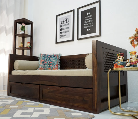 Angelica Storage Divan With Mattress (Walnut Finish)