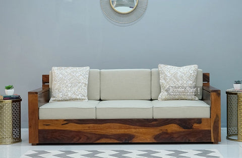 Marriott 3 Seater Wooden Sofa (Honey Irish Cream)