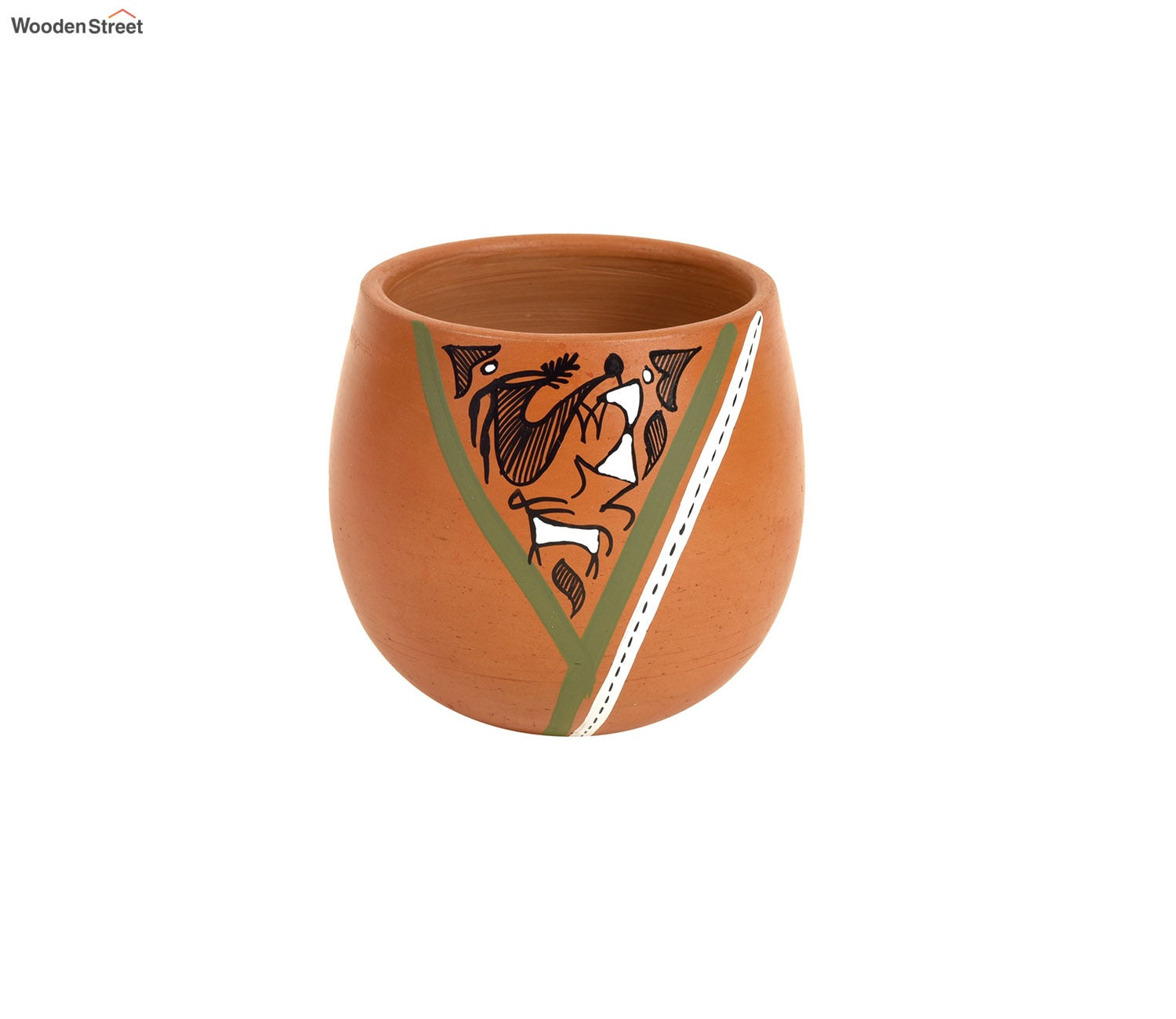 Knosh-K Painted Earthen Kullads with Tribal Motifs (Set of 6)