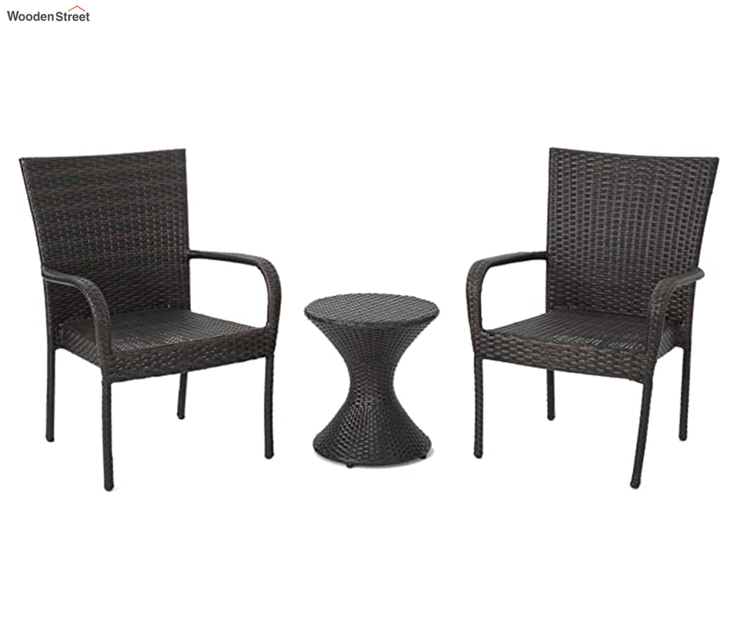 Dark Brown Rattan And Wicker 2 Seater Outdoor Furniture Set