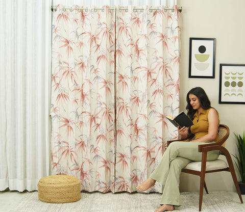 Fern 1 Piece Light-Filtering Curtain (Peach, 7 Feet)