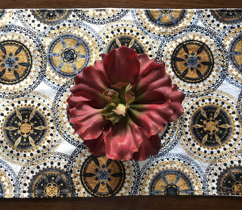 Gold Mandala Velvet Printed Table Runner (72 x 14 inches)