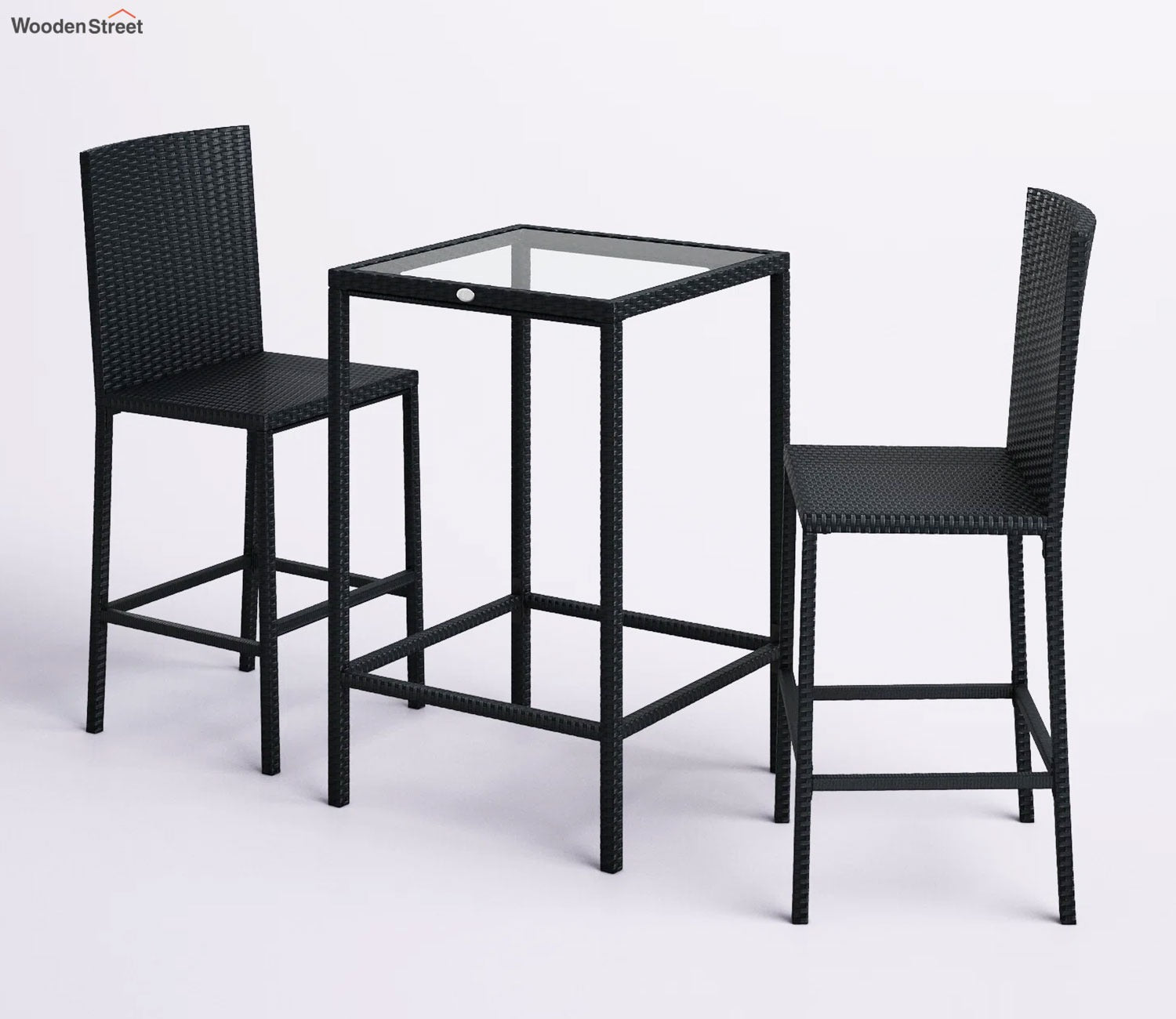 Dark Brown Rattan And Wicker Outdoor Bar Set