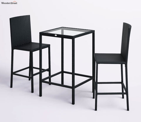 Dark Brown Rattan And Wicker Outdoor Bar Set