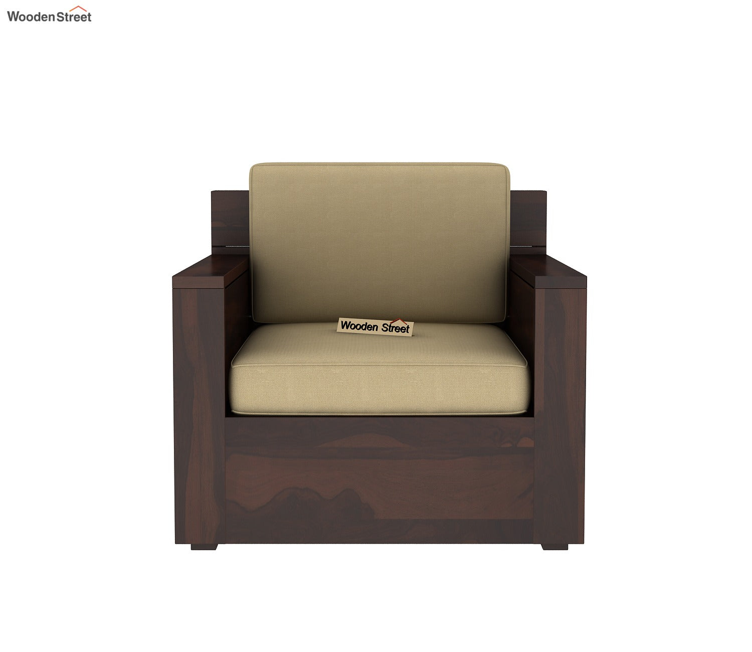 Marriott 1 Seater Wooden Sofa (Walnut Irish Cream)