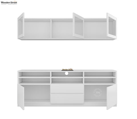 Delfino Engineered Wood Modular TV Unit With Ample Storage | TV Media Console Suitable For Up To 65 Inch TV (White Finish)
