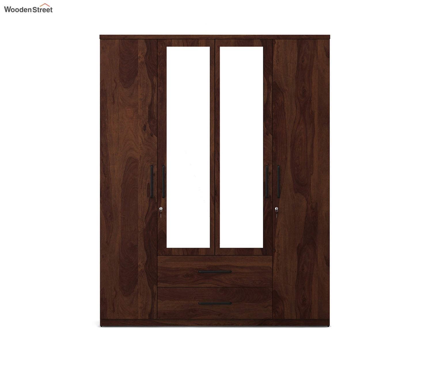 Kosmo Lauren 4 Door Wardrobe With Mirror (Exotic Teak Finish)