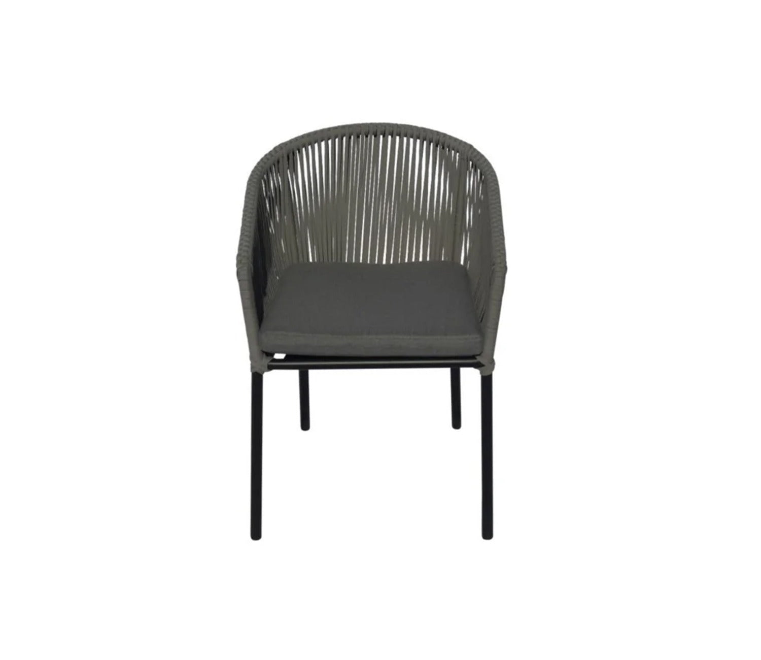 Black Rope 2 Seater Chair Set With Grey Cushions Color