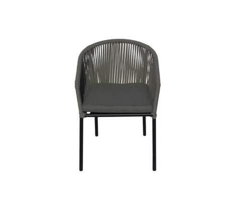 Black Rope 2 Seater Chair Set With Grey Cushions Color