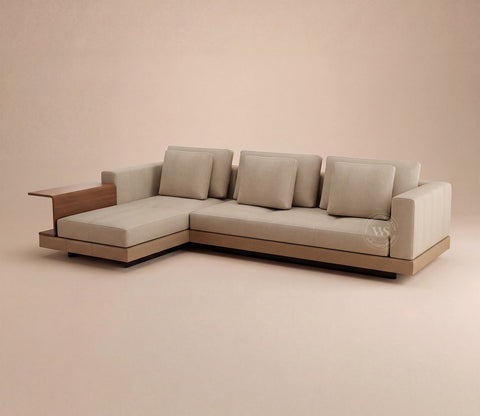 Matrix L-Shape Left Align 5 Seater Premium Sectional Fabric Sofa (Cottage Ivory)