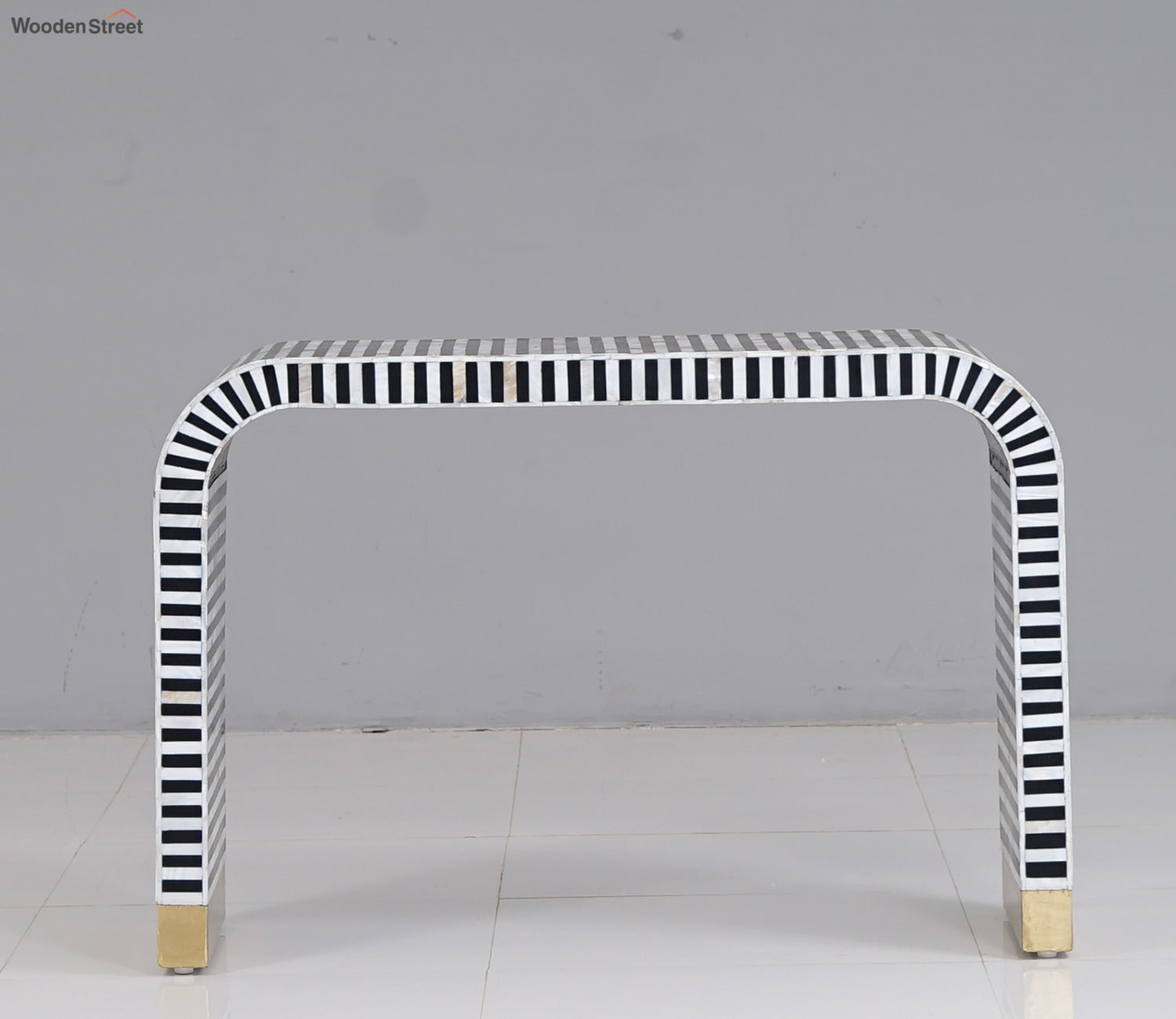 Florence Lining Stripes Designed Mother of Pearl Console Table