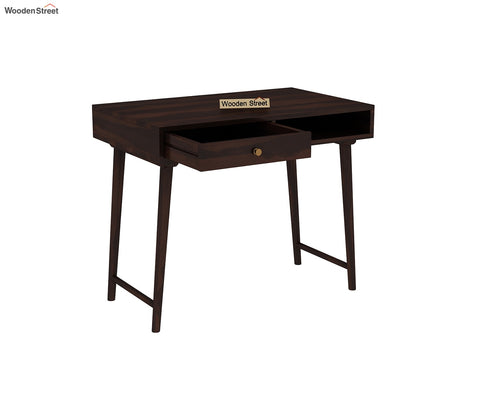 Lynton Study Table with Drawer and Open Storage (Walnut Finish)
