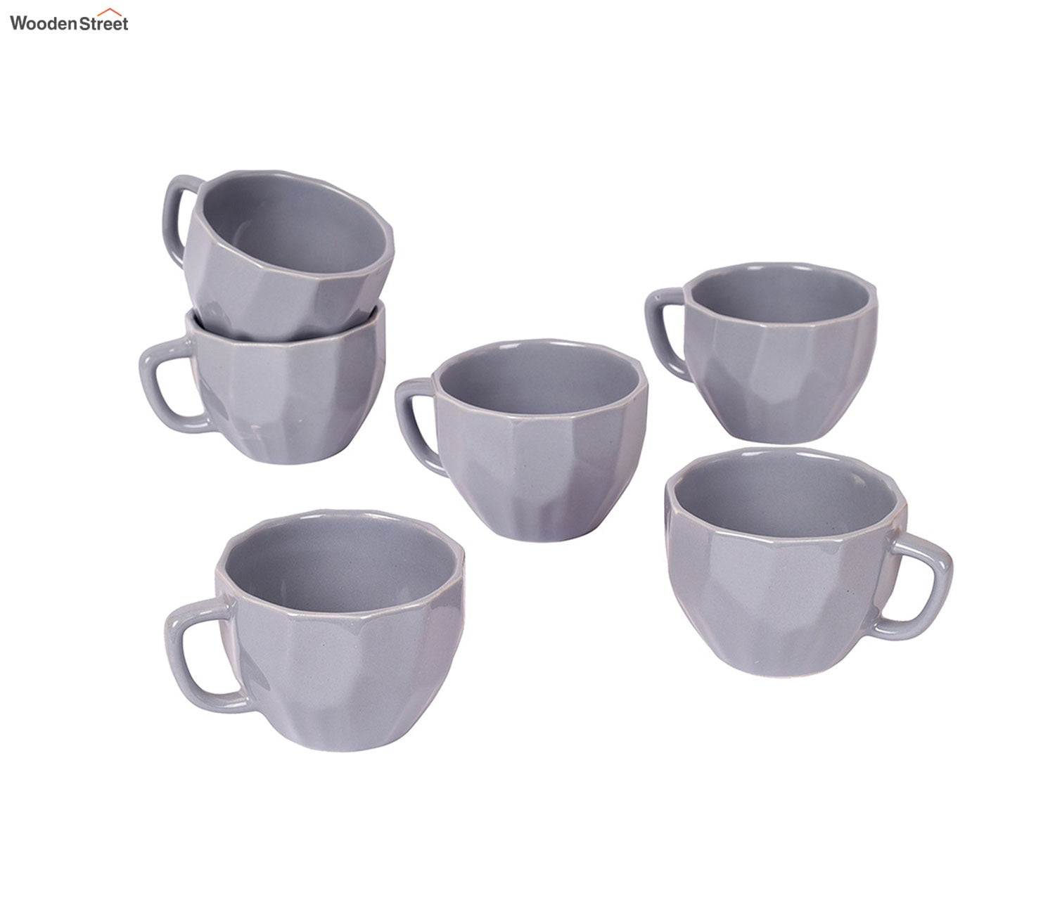Smokey Dent Ceramic Tea Cups (Set of 6)