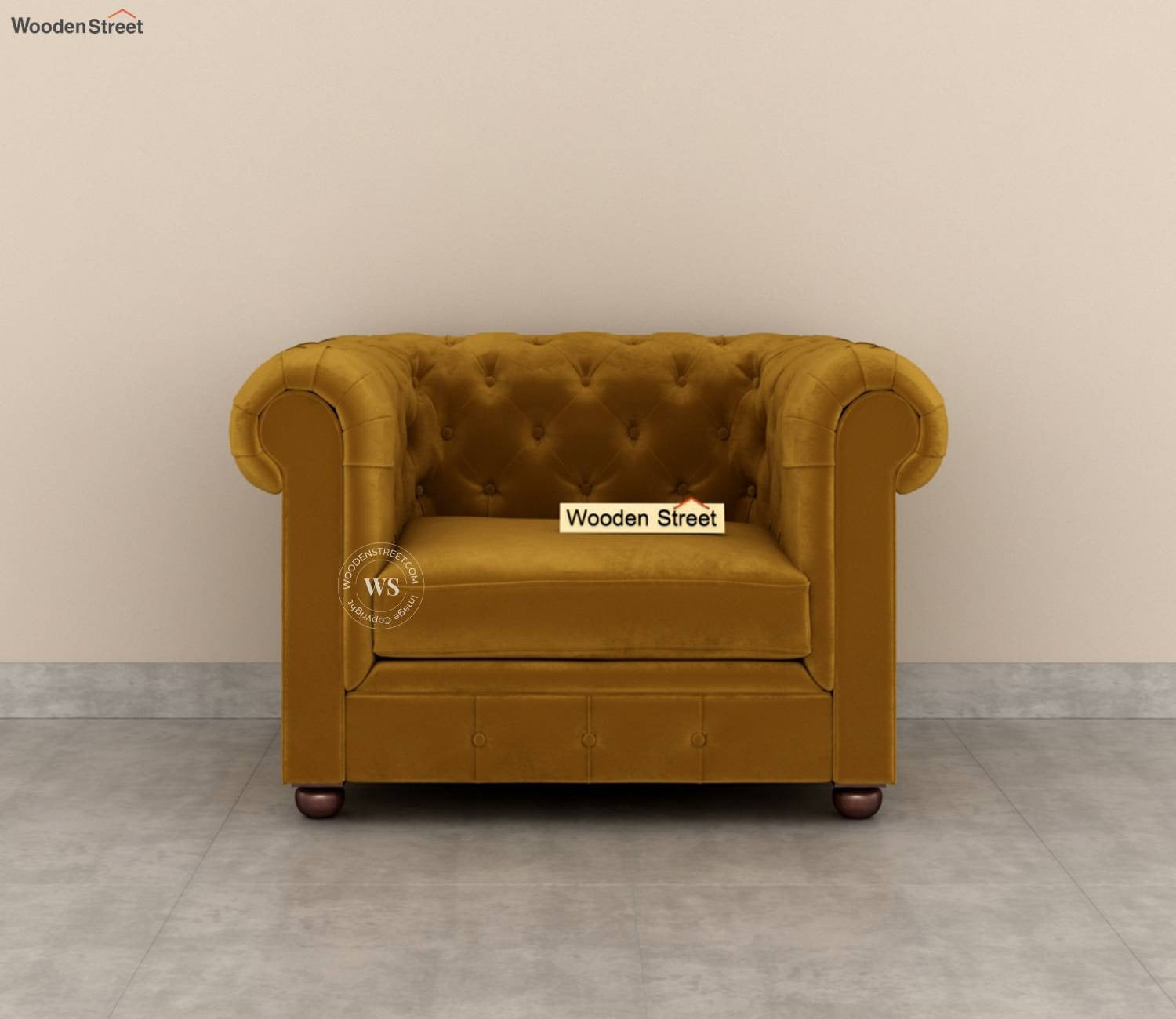 Henry 1 Seater Sofa (Velvet, Chestnut Brown)