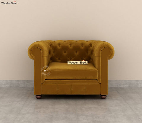 Henry 1 Seater Sofa (Velvet, Chestnut Brown)