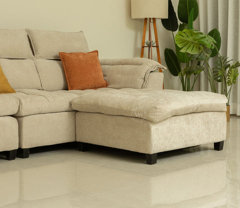 Maribelle Premium Upholstery L shape Fabric Sofa (Beige)