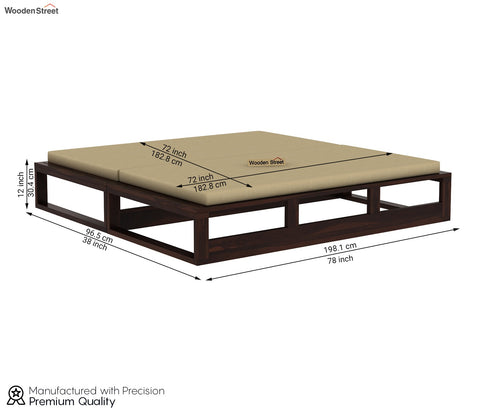 Bacon 3 Seater Divan Cum Bed with Mattress (King Size, Walnut Finish)