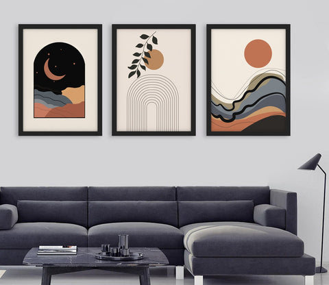 Mid-century Hues of Nature Wall Frame (Rectangle, Black, 18x24 Inch, Matte Paper)