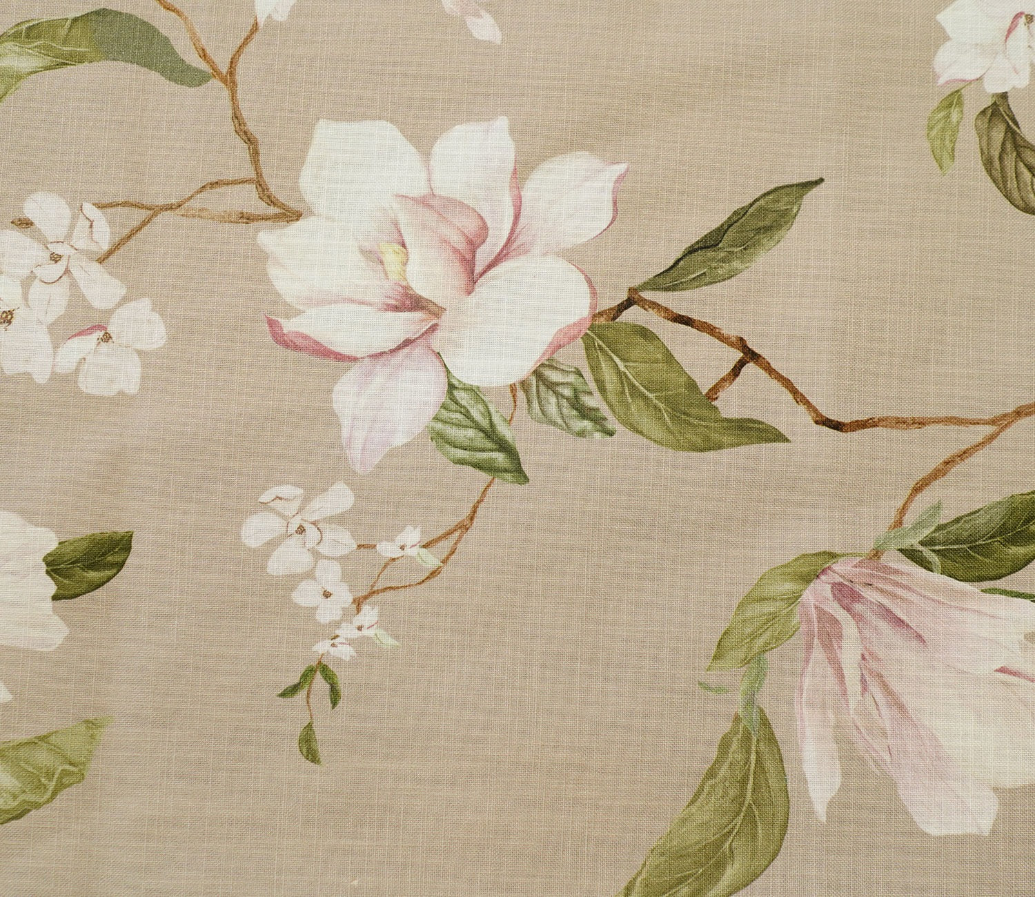Magnolia Beige Printed Cotton Fabric