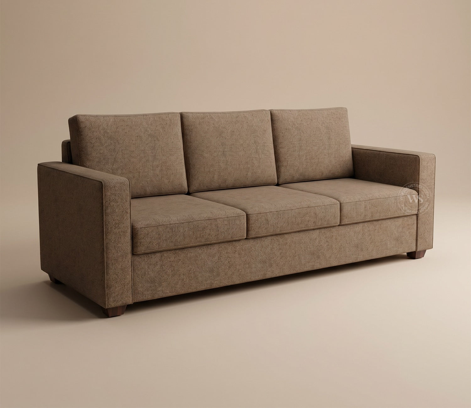 Albus 3 Seater Fabric Sofa (Sand Brown)