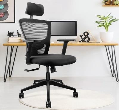 High Back Office Chair With Breathable Mesh Fabric and Adjustable Lumbar Support