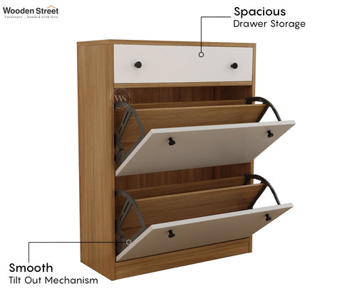 Kazen Engineered Wood Shoe Rack with Tilt Out Mechanism (Santana Pattern)