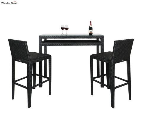 Black Rattan And Wicker Aarva 2 Seater Outdoor Bar Set