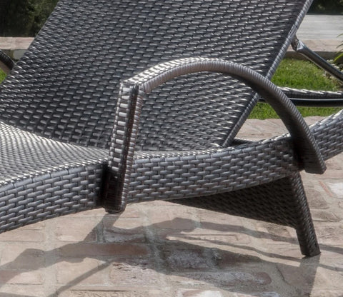 Dark Brown Outdoor Lounger With Table