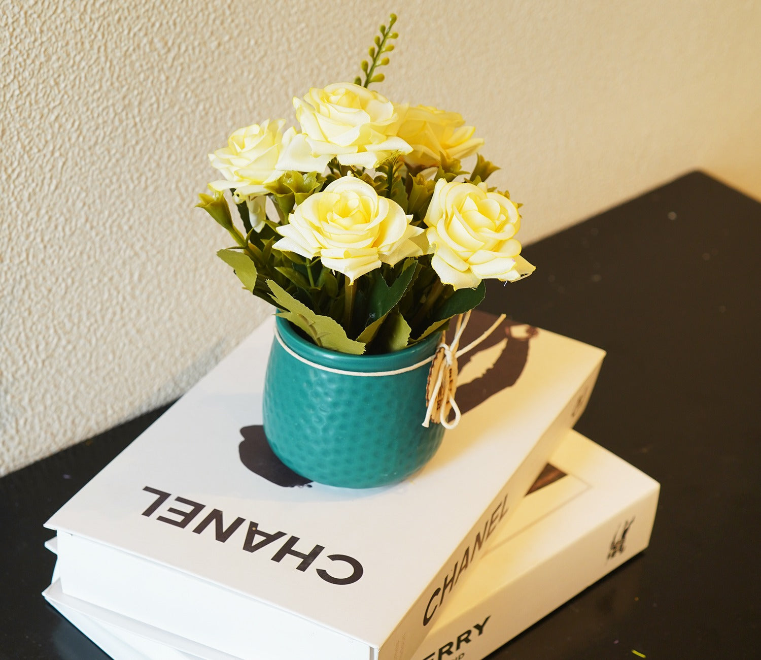 Artificial Flower With Ceramic Pot (Green)