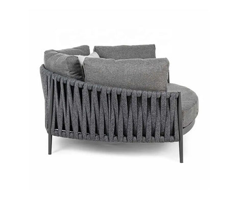 Grey Rope Round Daybed With Grey Cushions
