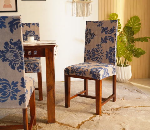 Grace Floral Printed Polyester Spandex 1 Piece Chair Cover (Blue)