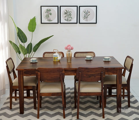 Mcbeth - Trois 6 Seater Dining Set (Honey Finish)