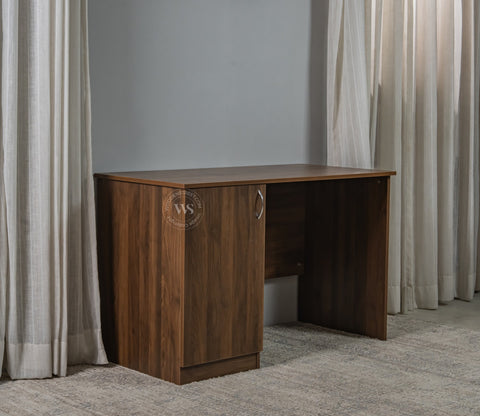 Arc Engineered Wood Study Table With 2 Layer Closed Storage Cabinet (Columbian Walnut Finish)