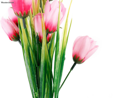 Blissful Bunch Of Roses Artificial Flower- Set Of 5 (Pink)
