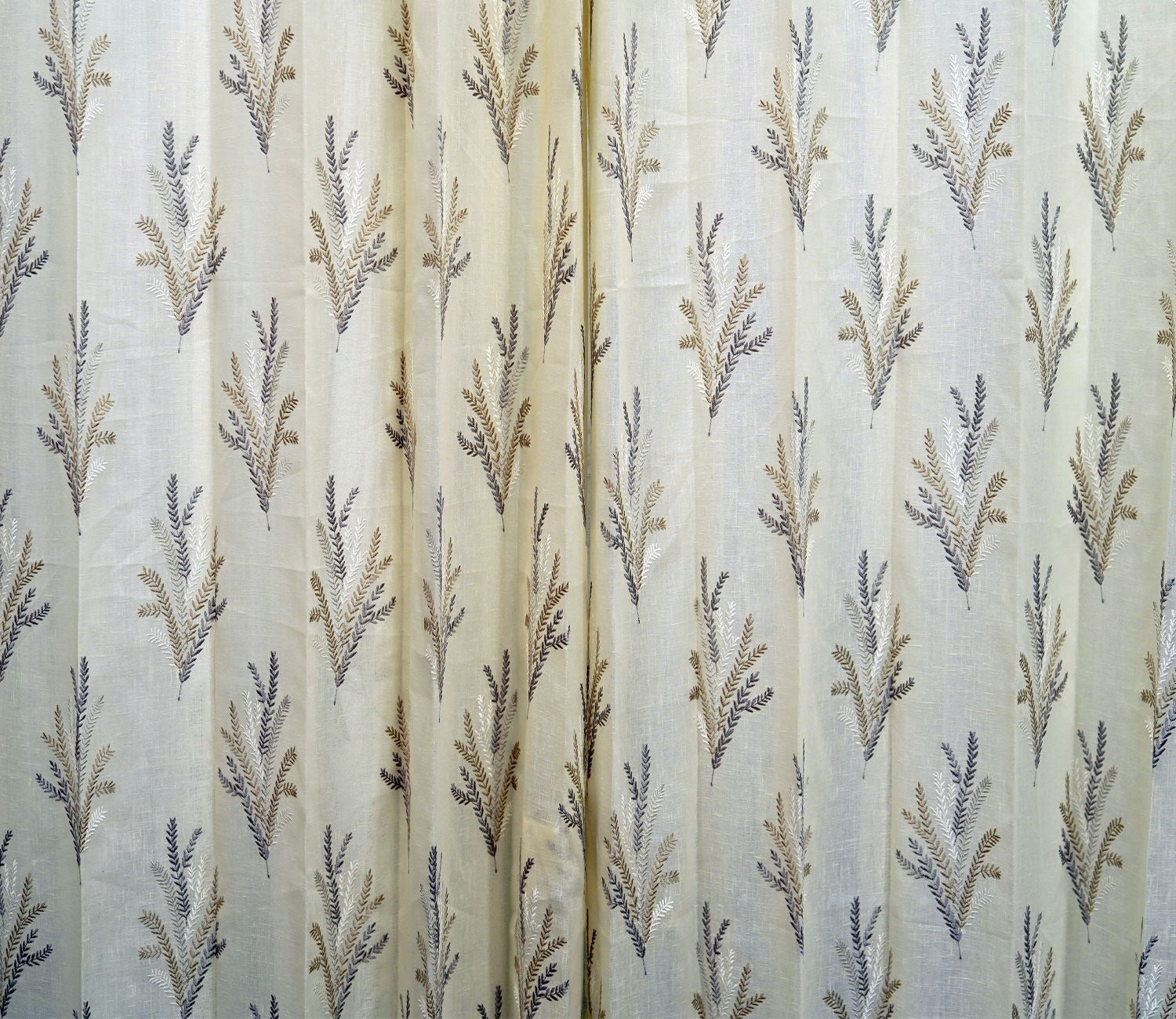 Pampa Sheer Long Door Curtains Set of 2 (Beige, 9 Feet)